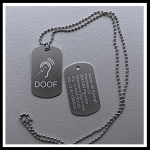 Dogtag Doof/Slechthorend oor 2-zijde gravure aluminium hoogglans  
