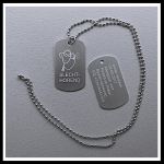 Dogtag Doof/Slechthorend aapje 2-zijde gravure aluminium hoogglans 