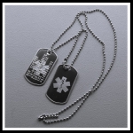 Dogtags medisch gegraveerd en geponst RVS