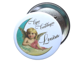 Buttons met naam kerst engel groot 7,5cm per stuk  Buttons met naam kerst engel groot 7,5cm per stuk
