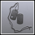 Dogtag medisch teken klein 2-zijde gravure aluminium hoogglans