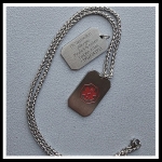 Medische dogtag gegraveerd RVS met RVS ketting naar keuze