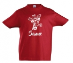 Kinder t-shirt bedrukt met naam en giraf met bril Kinder t-shirt bedrukt met naam en giraf met bril