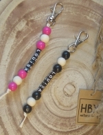 Sleutelhanger met naam houten kralen  