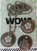 Ketting alzheimer of dementie penning aluminium 2-zijde gravure RVS ketting Ketting alzheimer of dementie penning aluminium 2-zijde gravure RVS ketting