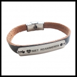 Niet reanimeren armband rvs en leer op maat gemaakt 