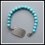 Dogtag armband met edelsteenkralen 8mm