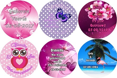 button met spiegel 7,5 cm per stuk diverse designs