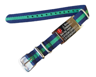 Armband SOS kinderen/tieners/volwassenen RVS maat 14-20