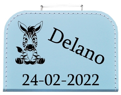 Geboortekoffertje zebra gepersonaliseerd diverse kleuren