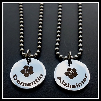 Alzheimer/Dementie bedel RVS aan rvs balletjes ketting