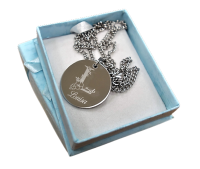 Ketting gegraveerd monogram RVS met naam model penning