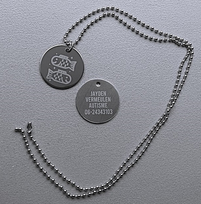 Ketting sterrenbeeld penning 2-zijde gravure roestvaststaal