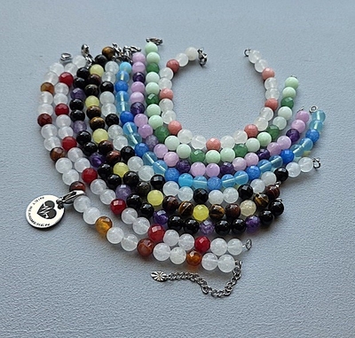 Niet reanimeren armband  edelsteen 8mm met bedel op uw maat gemaakt 