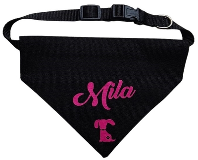 Honden bandana bedrukt met naam en 15 afbeeldingen naar keuze