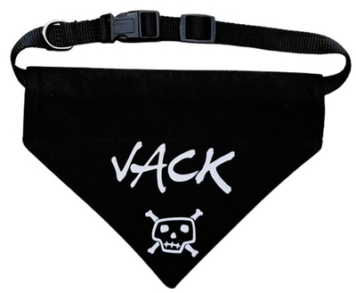 Honden bandana bedrukt met naam en afbeelding skull