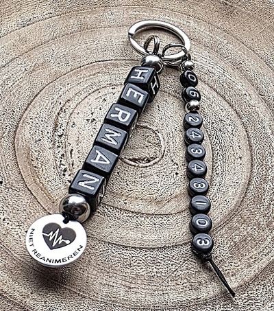 Sleutelhanger Niet Reanimeren met naam 