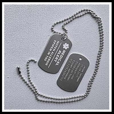 Medische dogtag medical alert 2-zijde gravure ALUMINIUM
